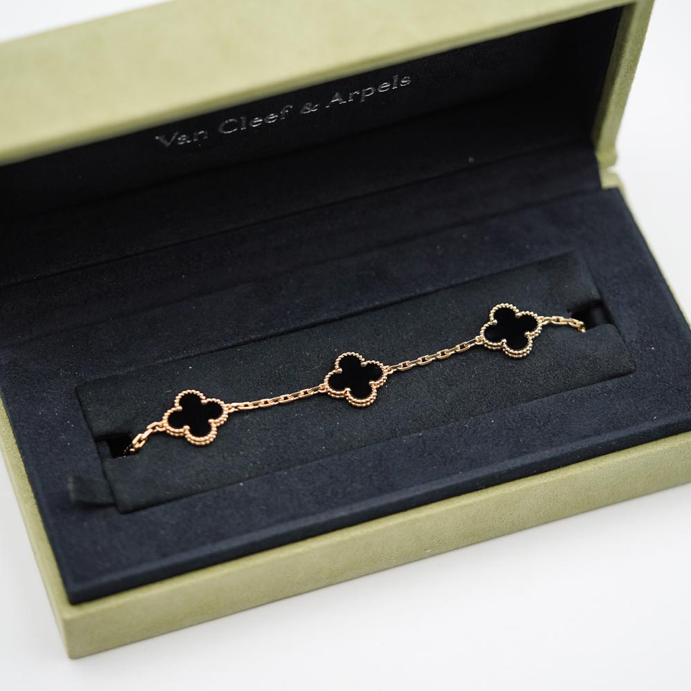 Van Cleef & Arpels Vintage Alhambra bracelet, 5 motifs Onyx