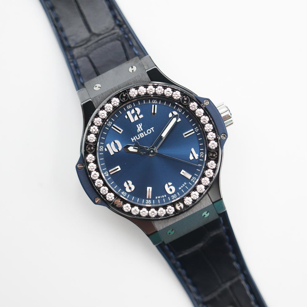 Hublot Big Bang 38 Ceramic Blue Diamonds