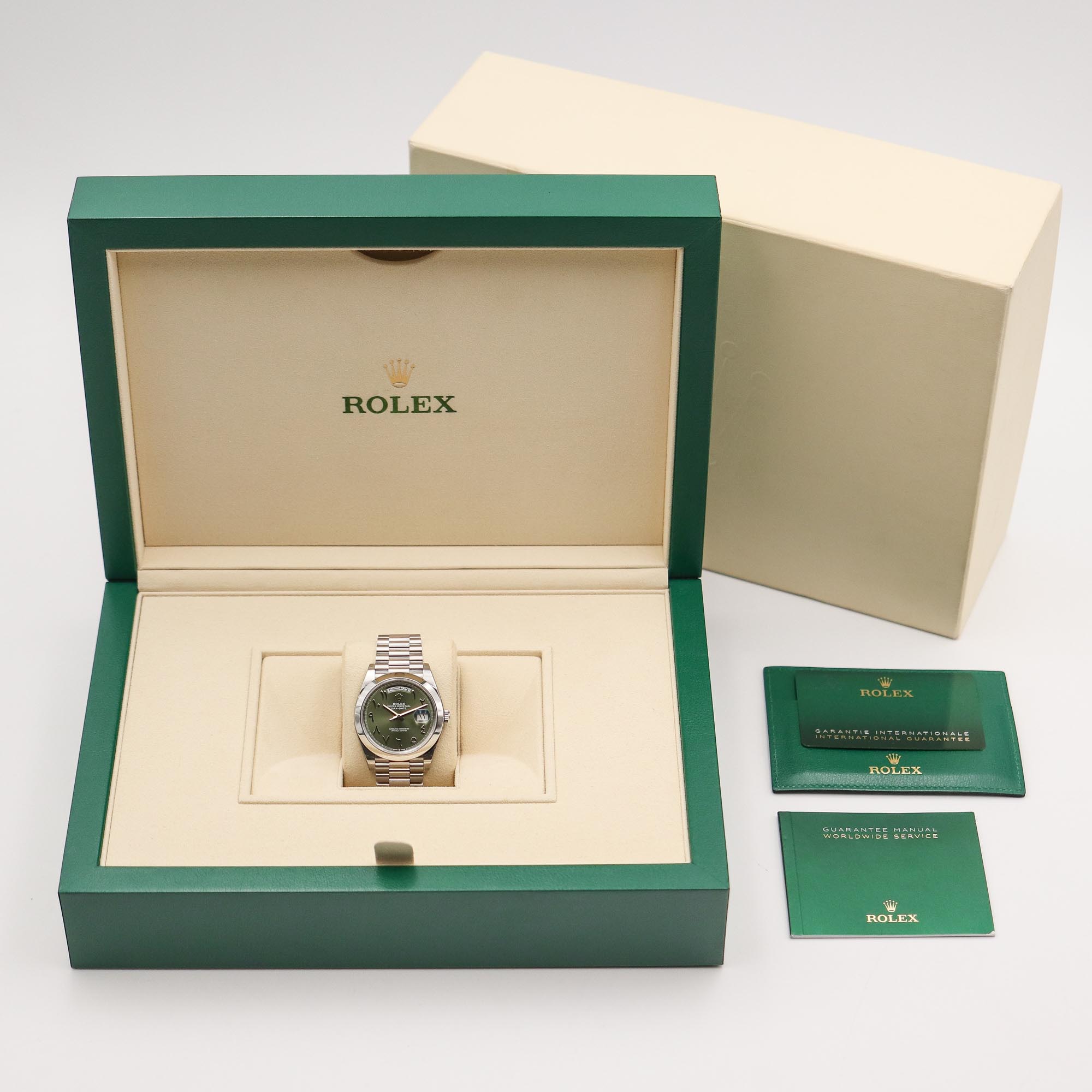 Rolex Day-Date 40mm Platinum Green Arabic