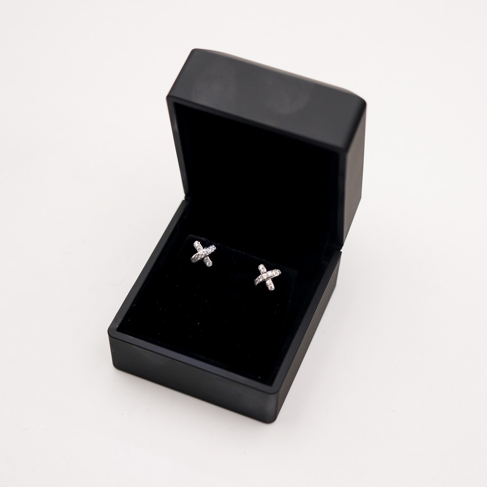 Tiffany & Co. Signature X Diamond Platinum Stud Earrings