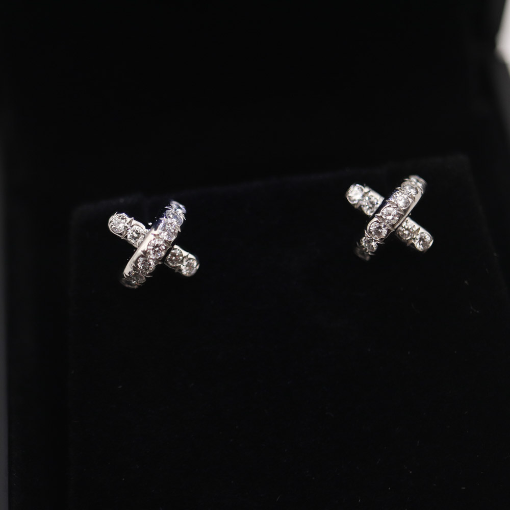 Tiffany & Co. Signature X Diamond Platinum Stud Earrings