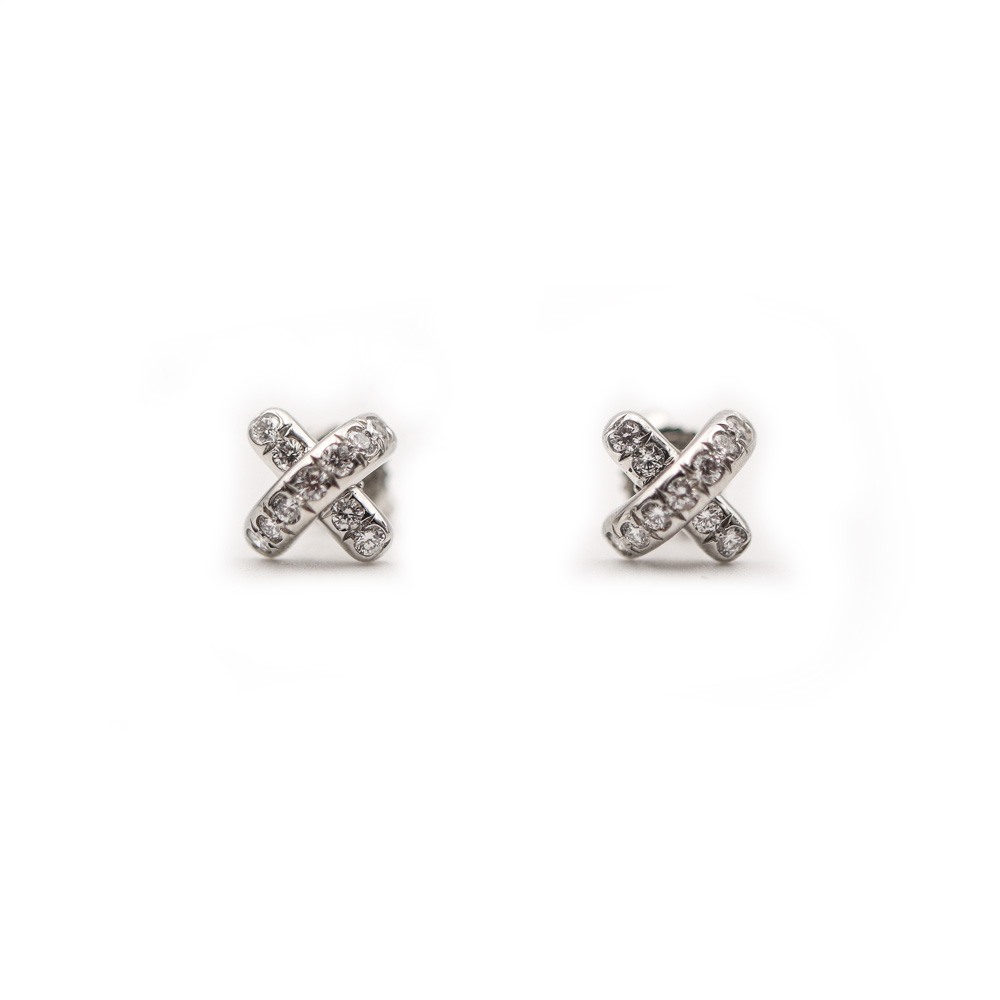 Tiffany & Co. Signature X Diamond Platinum Stud Earrings