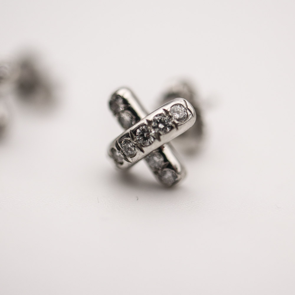 Tiffany & Co. Signature X Diamond Platinum Stud Earrings